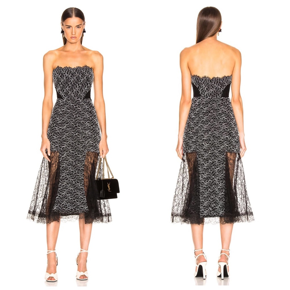 Alexis Ornella Lace Midi Black Dress